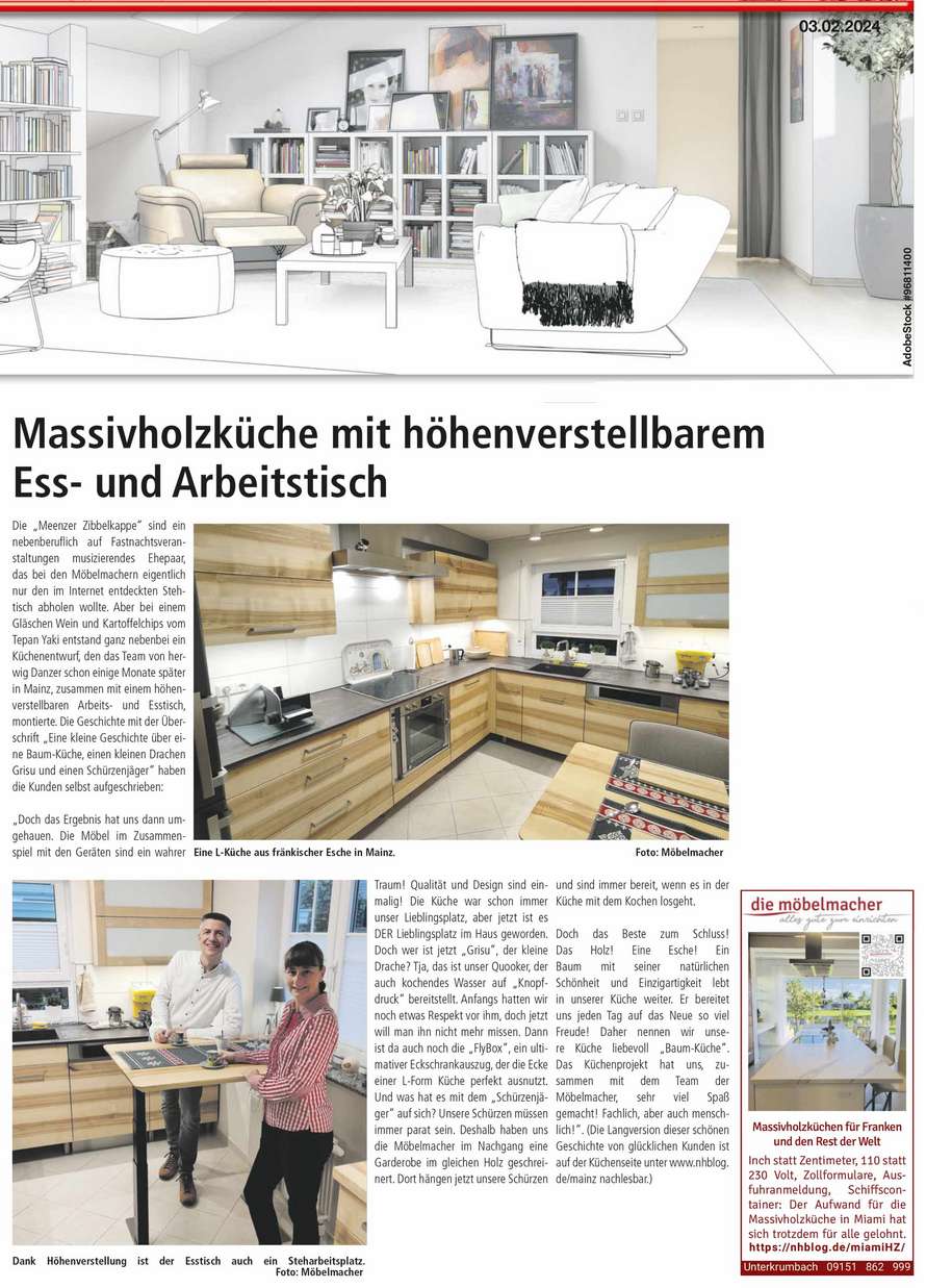 Massivholzküche in Esche in Main in der Hersbrucker Zeitung 